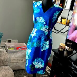 Blue floral zip up dress
